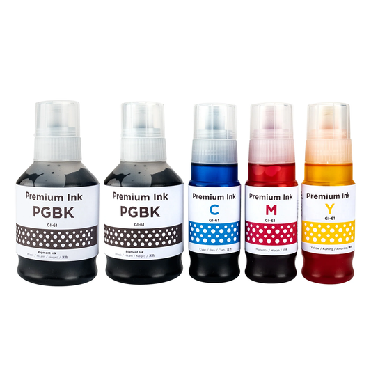 5 x Compatible Canon GI61 2xB 1x CMY Ink Bottles