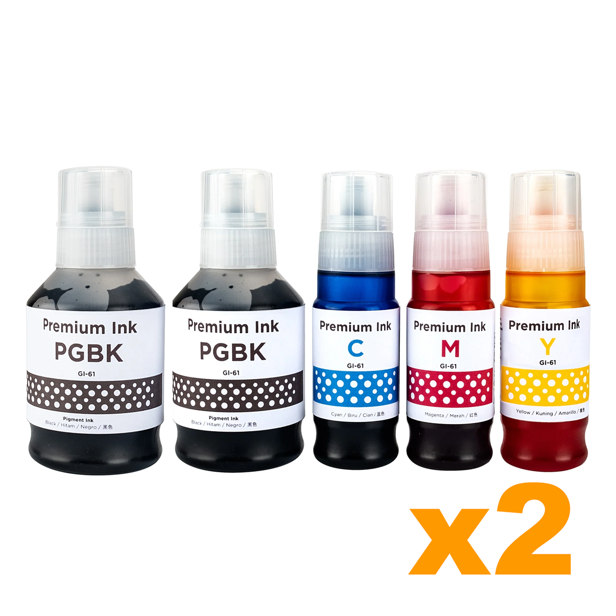 10 x Compatible Canon GI61 4xB 2x CMY Ink Bottles