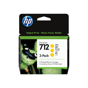 Genuine HP 712 Yellow Ink Cartridge 3 Pack 29ml each 3ED79A