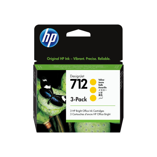 Genuine HP 712 Yellow Ink Cartridge 3 Pack 29ml each 3ED79A