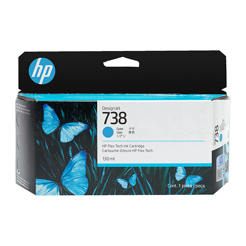Genuine HP 738 Cyan Ink Cartridge 130ml 498N5A