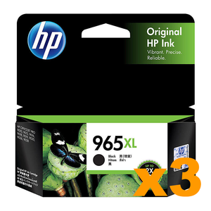 3 x Genuine HP 965XL Black (3JA84AA) Ink Cartridge