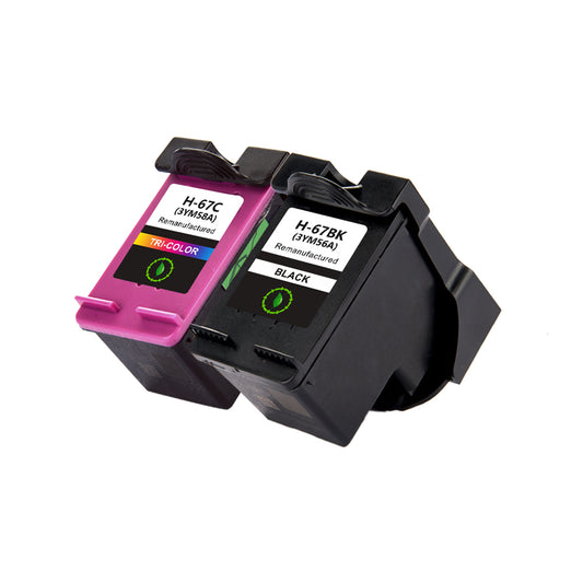 Compatible HP 67XL BK +  Compatible 67XL C Ink Cartridge Value P