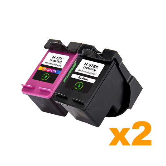 2 x Compatible HP 67XL BK +  2 x Compatble 67XL C Ink Cartridge
