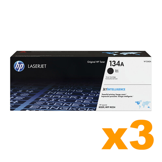 3 x Genuine HP W1340A (134A) Black Toner Cartridge
