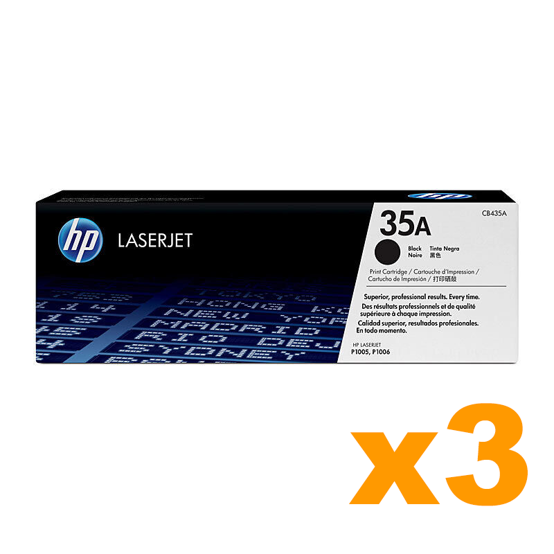 3 x Genuine HP 35A Black CB435A Toner Cartridges