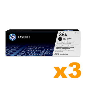 3 x Genuine HP 36A Black CB436A Toner Cartridges