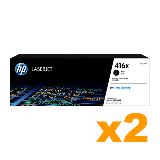 2 x Genuine HP W2040X (416X) High Yield Black Toner Cartridge
