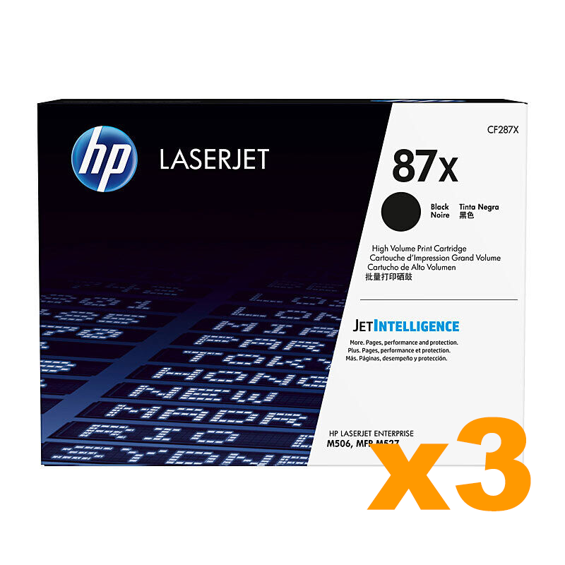 3 x Genuine HP CF287X 87X Black Toner Cartridge