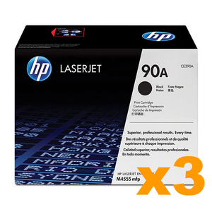 3 x Genuine HP 90A (CE390A) Black Toner Cartridge