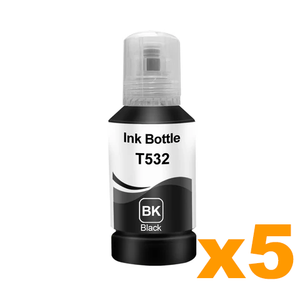 5 x Compatible Epson T532 EcoTank Black Ink Bottles