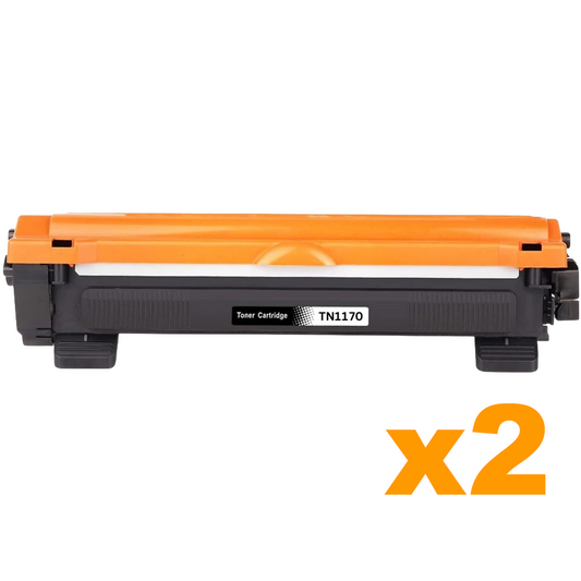 2 x Compatible  Brother TN1170 Black Toner Cartridge