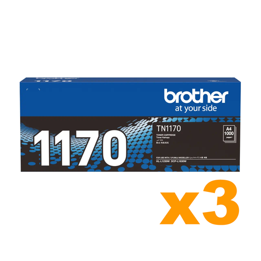 3 x Genuine  Brother TN1170 Black Toner Cartridges