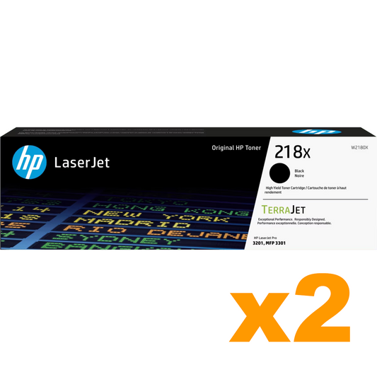 2 x Genuine HP 218X Black W2180X Toner Cartridges