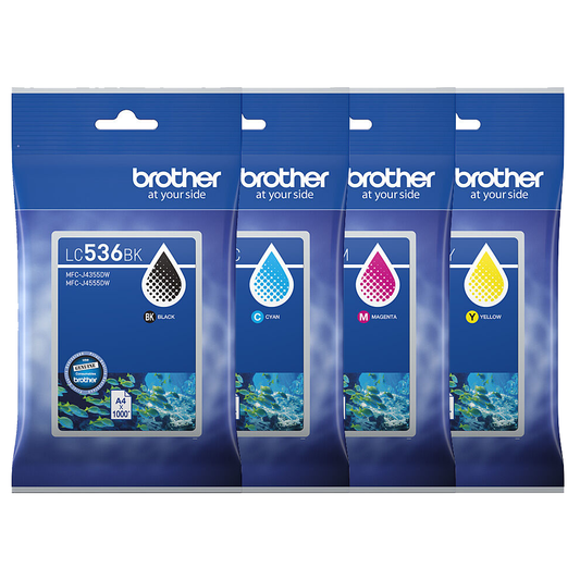 A Set Genuine Brother LC536 Ink Cartridges BCMY