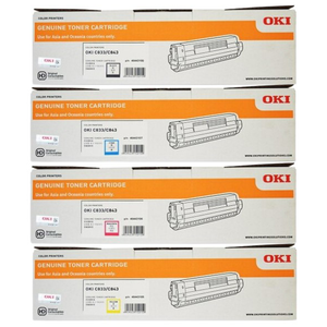 A Set Genuine OKI C833n C833dn Toner Cartridges BCMY