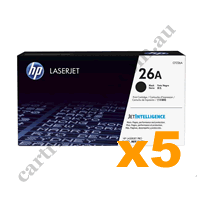 5 x Genuine HP CF226A 26A Black Toner Cartridge