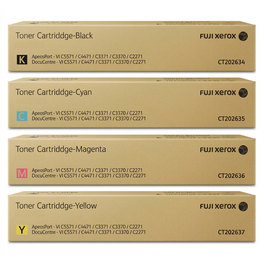A Set Genuine Fuji Xerox CT202634-CT202637 Toner Cartridges