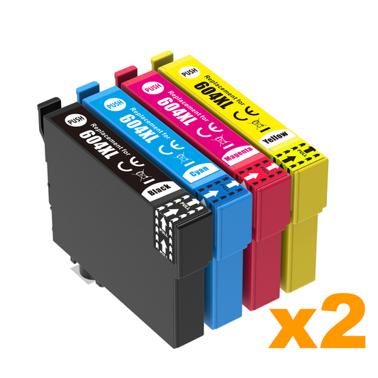 2 Sets Compatible Epson 604XL High Yield Ink Cartridges BK/C/M/Y