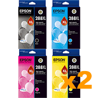 2 Sets Genuine Epson 288XL Cartridges 2B,2C,2M,2Y