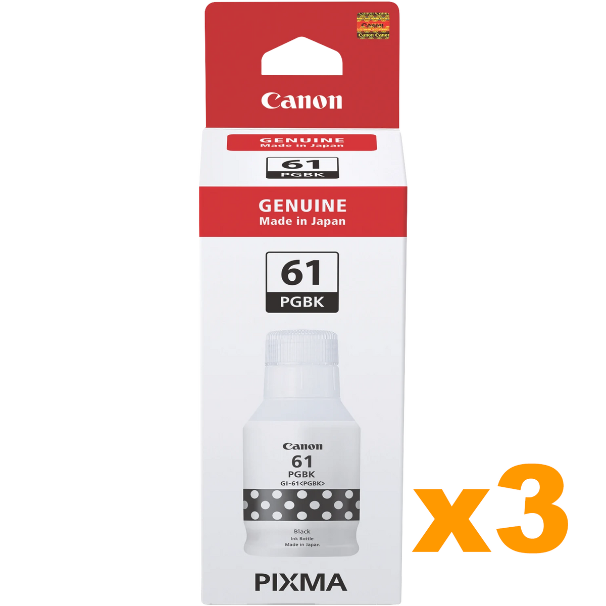 3 x Genuine Canon GI61PGBK Black Ink Bottle