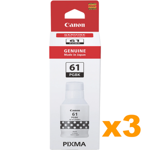 3 x Genuine Canon GI61PGBK Black Ink Bottle