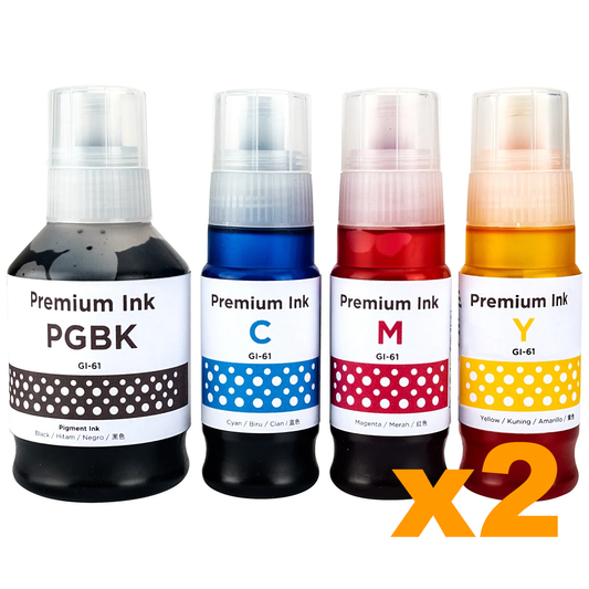 2 Sets Compatible Canon GI61 B/C/M/Y Ink Bottles