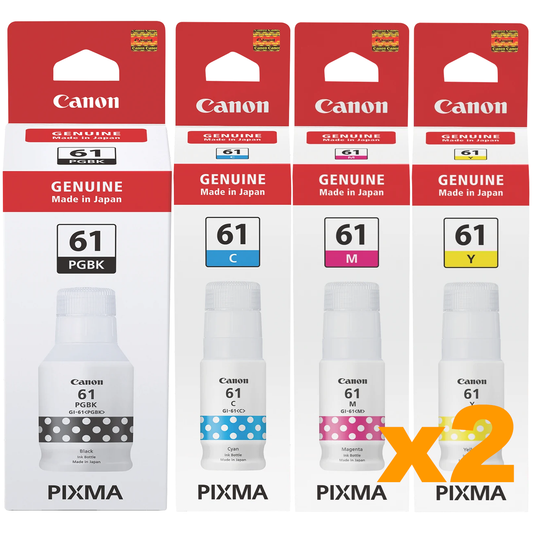 2 Sets Genuine Canon GI61 B/C/M/Y Ink Bottles