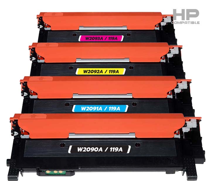 A Set Compatible HP W2090A-W2093A (119A) Toner Cartridges B/C/M/