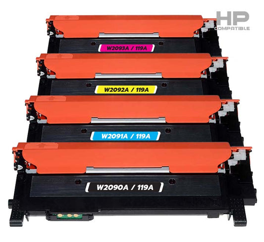 A Set Compatible HP W2090A-W2093A (119A) Toner Cartridges B/C/M/
