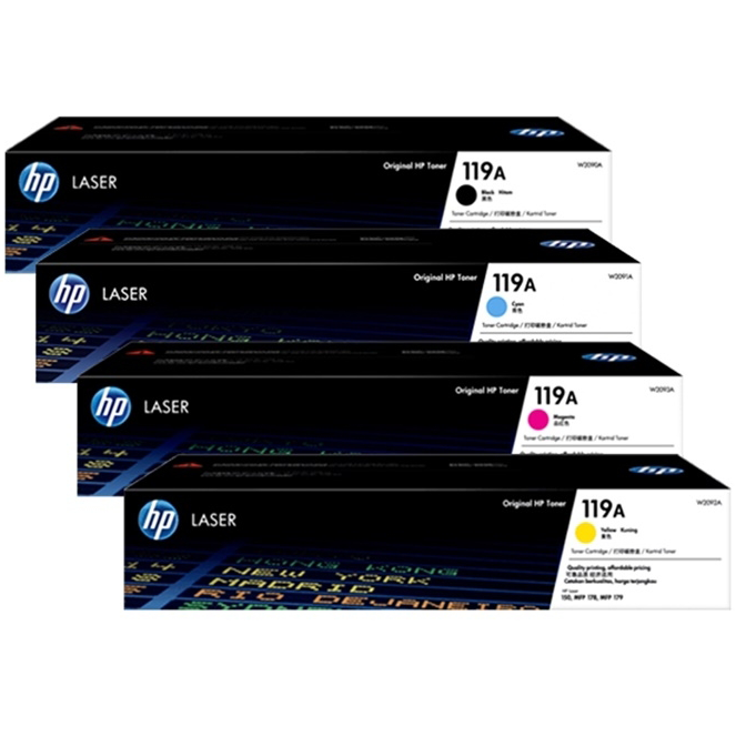 A Set Genuine HP W2090A-W2093A (119A) Toner Cartridges B/C/M/Y