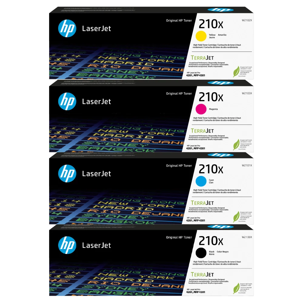 A Set Genuine HP 210X Toner Cartridges B/C/M/Y