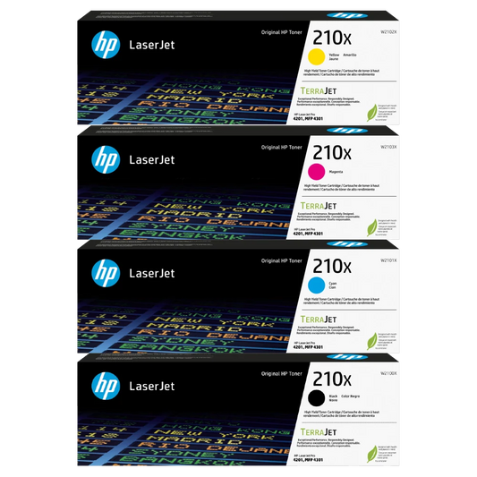 A Set Genuine HP 210X Toner Cartridges B/C/M/Y