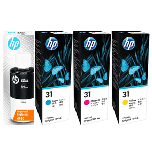 A Set Genuine HP 32XL 31 B/C/M/Y Ink Bottles