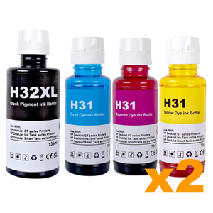 2 Sets Compatible HP 32XL 31 B/C/M/Y Ink Bottles