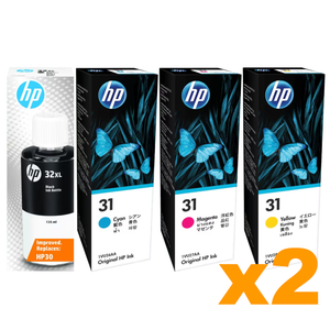 2 Sets Genuine HP 32XL 31 B/C/M/Y Ink Bottles