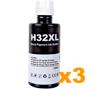 3 x Compatible HP 32XL (1VV24AA) Black Ink Bottle