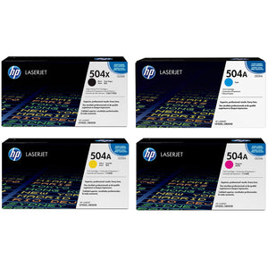 A Set Genuine HP 504X Black CE250X 504A CE251A - CE253A Toner Cartridges B/C/M/Y