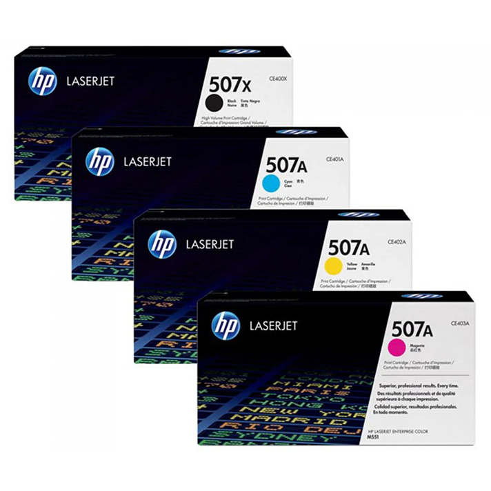 A Set Genuine HP 507X Black CE400X 507A CE401-3A Toner Cartridges