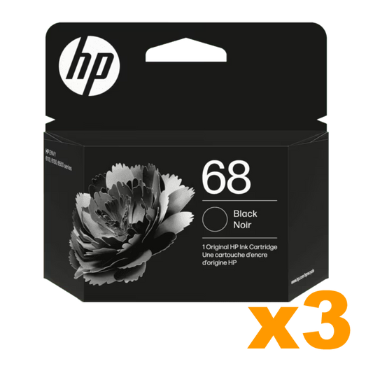 3 x Genuine HP 68 Black Ink Cartridge 7FP21TA