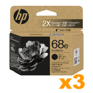 3 x Genuine HP 68e Black Ink Cartridge 7FP22TA