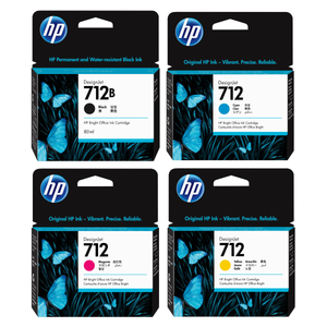 A Set Genuine HP 712 Ink Cartridges BCMY