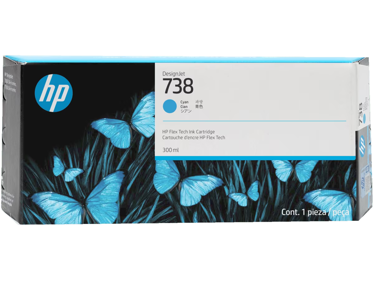 Genuine HP 738 Cyan Ink Cartridge 300ml 676M6A