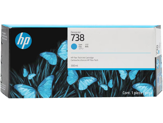 Genuine HP 738 Cyan Ink Cartridge 300ml 676M6A