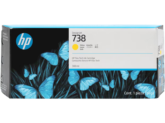 Genuine HP 738 Yellow Ink Cartridge 300ml 676M8A