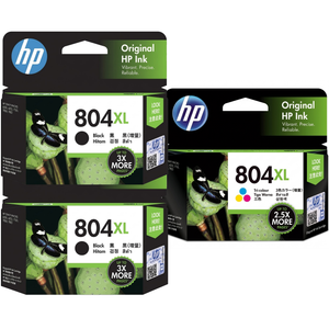 2 x Genuine HP 804XL Black + 1 x HP 804XL Colour Triple Pack