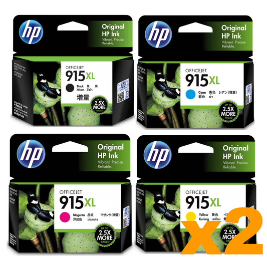 2 Sets Genuine HP 915XL B/C/M/Y Ink Cartridges