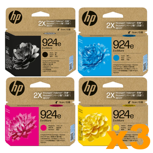 3 Sets Genuine HP 924e Ink Cartridges BCMY