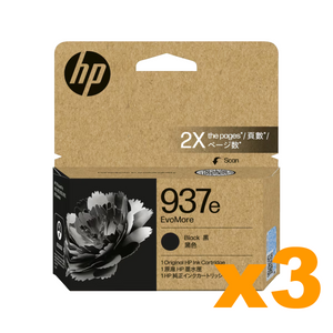 3 x Genuine HP 937e Black Ink Cartridges 4S6W9NA