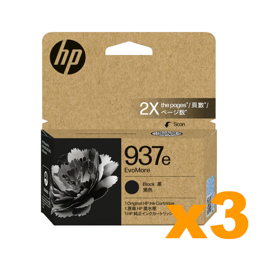 3 x Genuine HP 937e Black Ink Cartridges 4S6W9NA